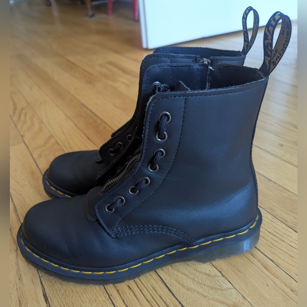 Dr. Martens 1460 Pascal Twin Zipper Black Leather Boots Women's Size 9